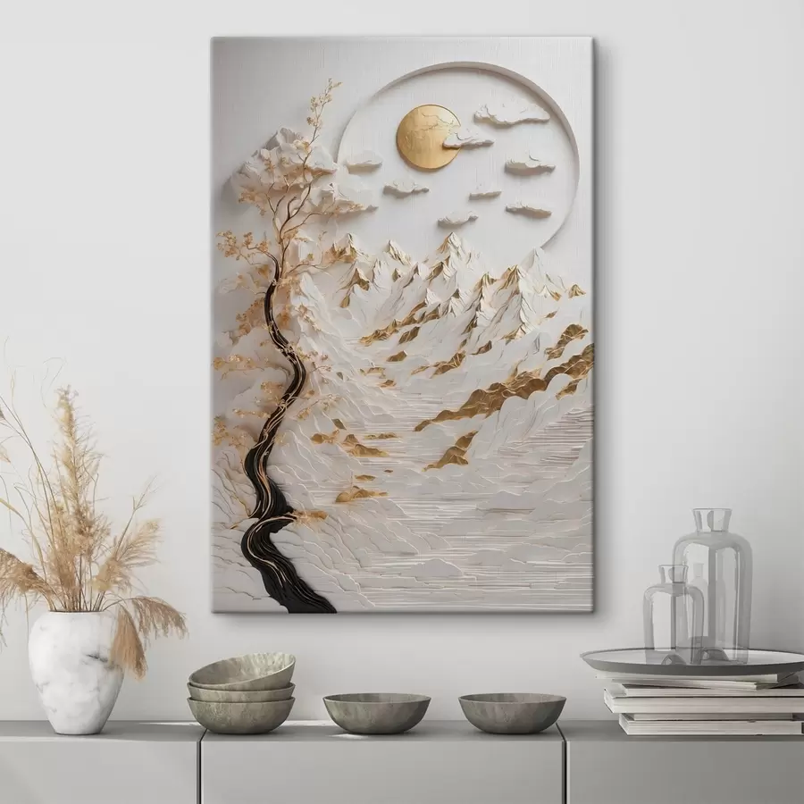 Wandbilder Abstrakte Berge und Sonne s44428