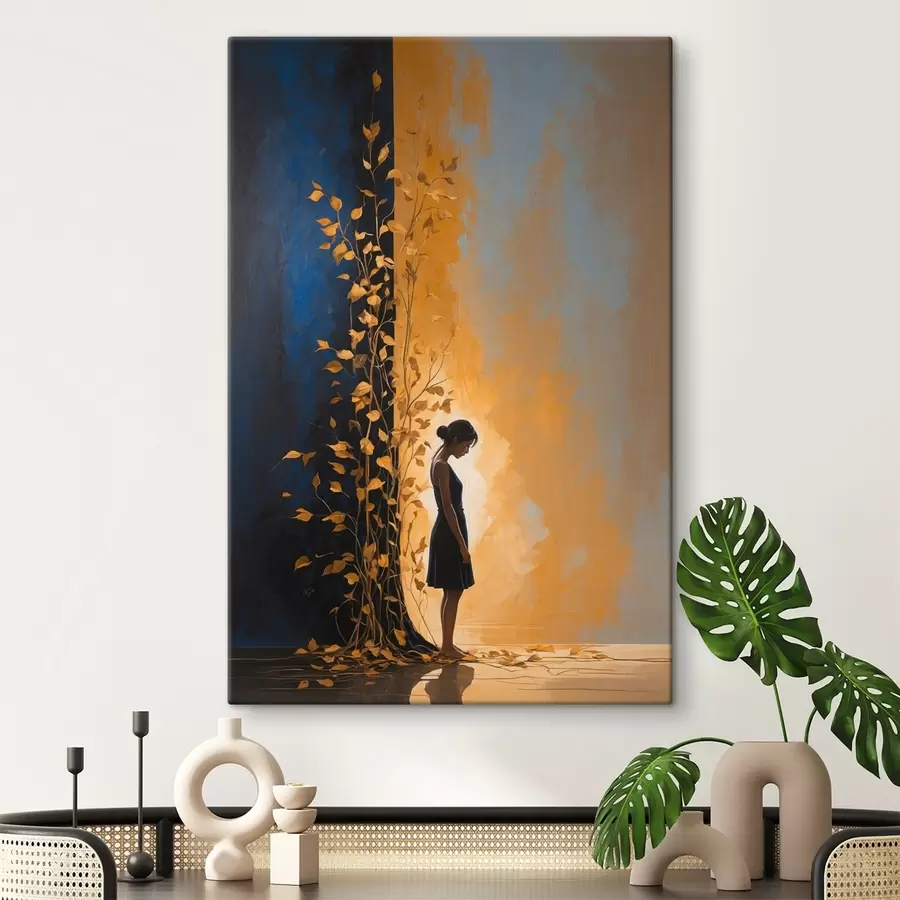 Wandbilder Mädchen auf abstraktem Hintergrund s44430