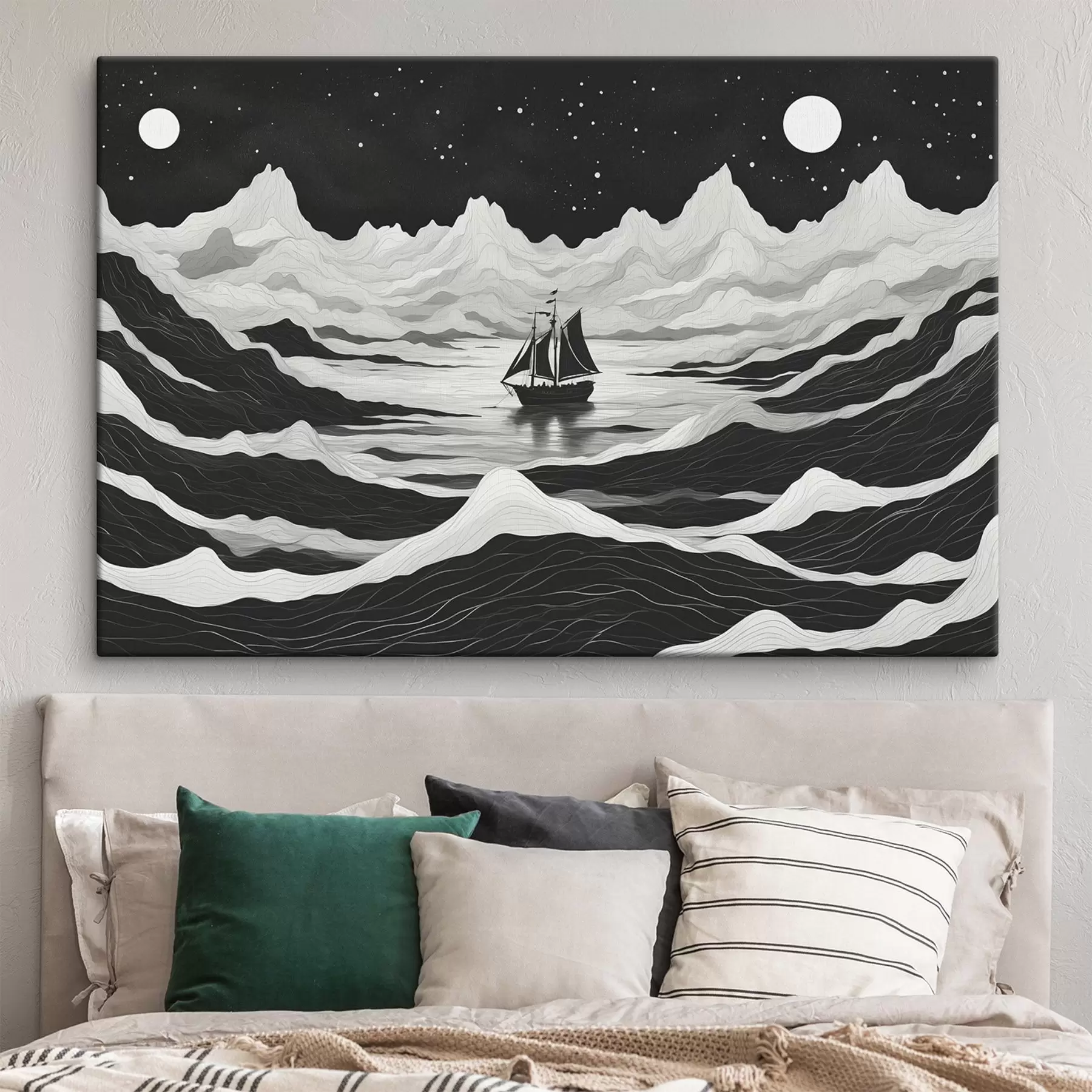 Wandbilder Schiff im nebligen Nachtmeer s44437