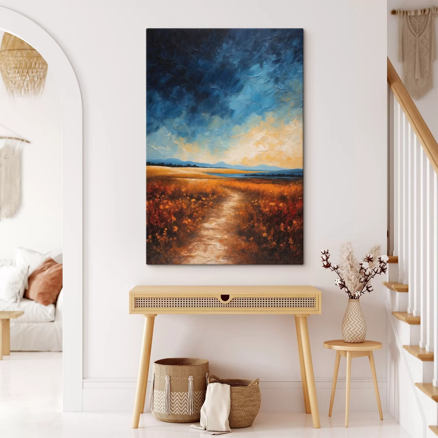 Wandbilder Blumenfeld am Abend im Stil der Acrylmalerei s44440