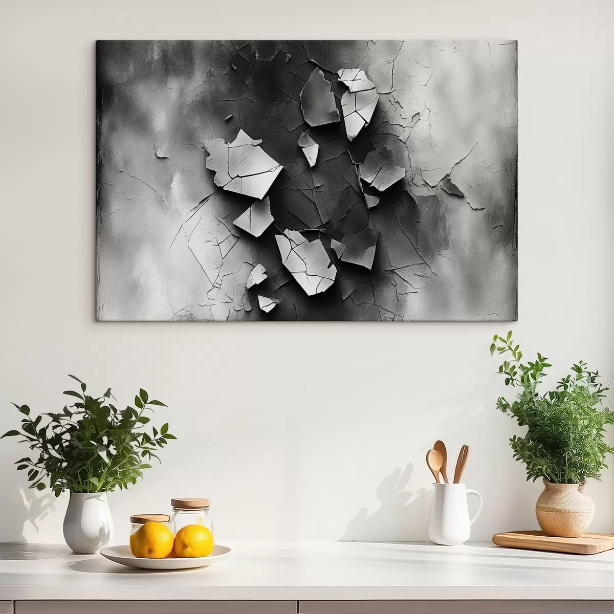 Wandbilder Schwarze und weiße alte Mauer s44450