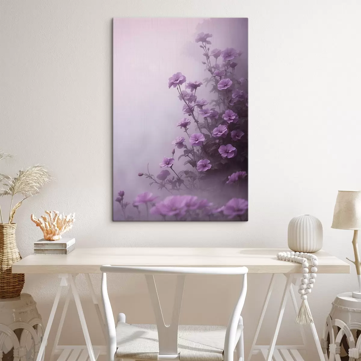 Wandbilder Lila Blumen im Nebel s44456