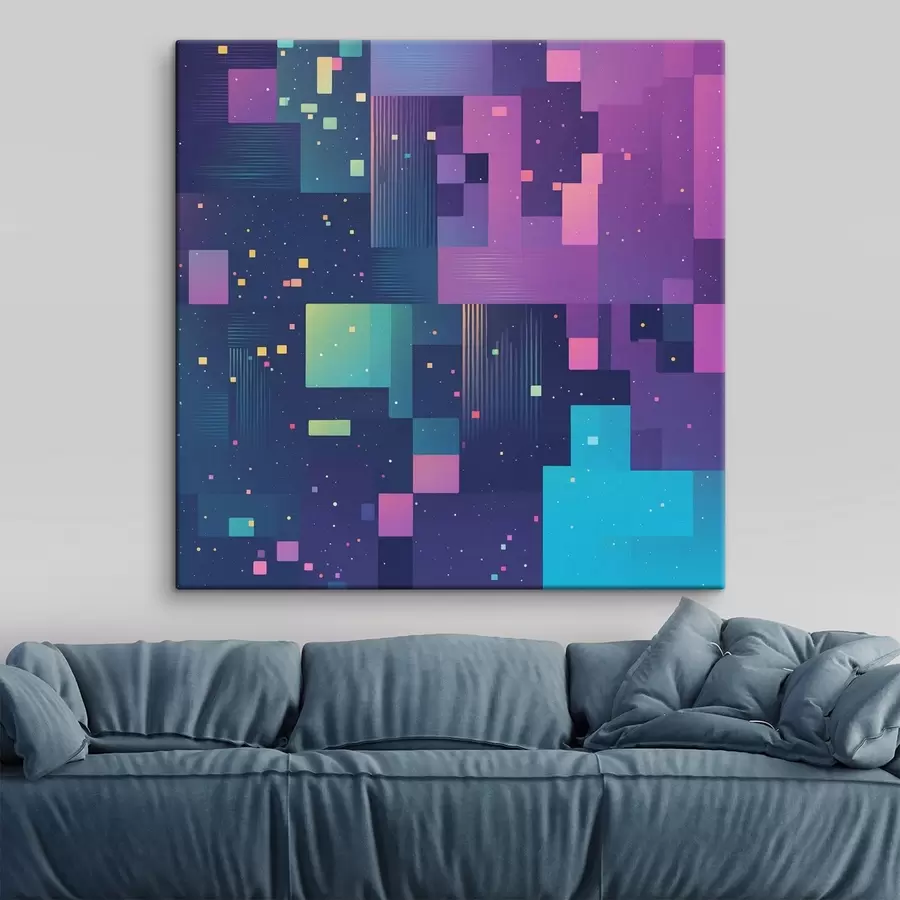 Wandbilder Abstrakte Malerei mit mehrfarbigen rechteckigen Figuren s44457