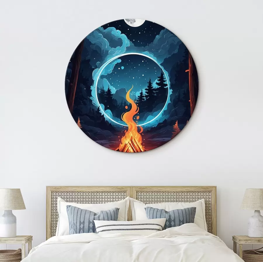 Wandbilder Lagerfeuer im nächtlichen Wald r44436