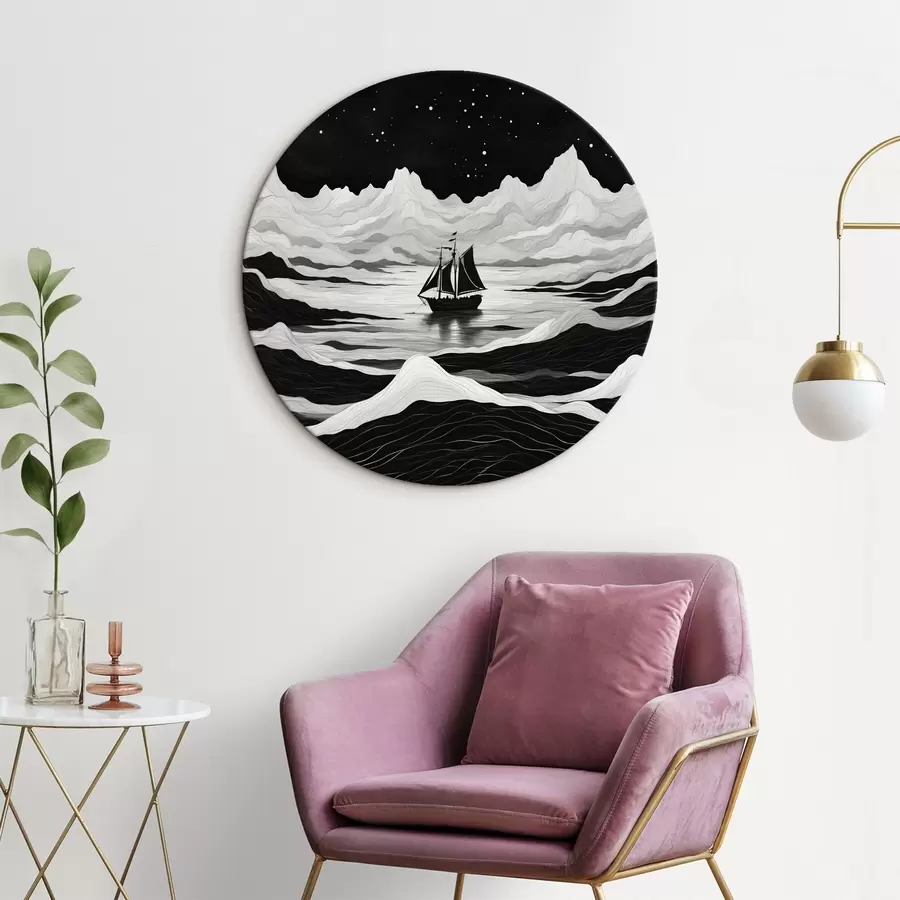 Wandbilder Schiff im nebligen Nachtmeer r44437