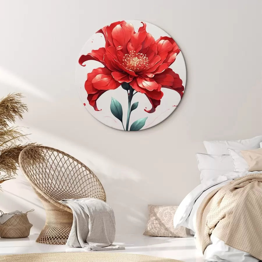 Wandbilder Rote Blume auf weiß-rotem Hintergrund r44442