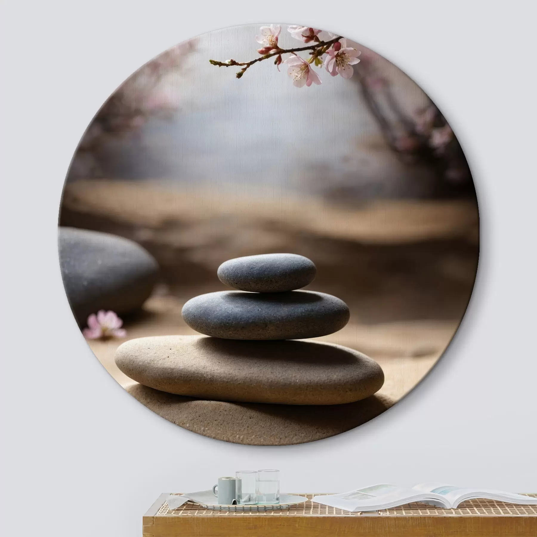 Wandbilder Steine auf Sand auf unscharfem Hintergrund r44475