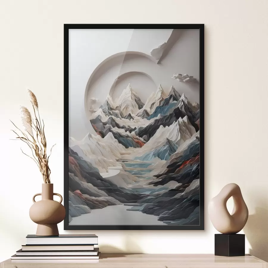 Fototapete Abstraktes Gemälde einer Berglandschaft f44427