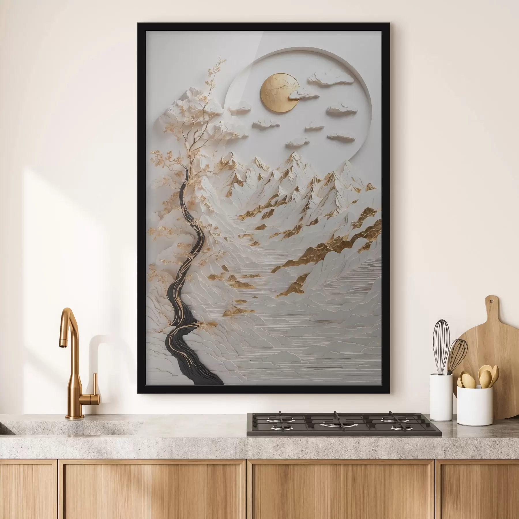 Fototapete Abstrakte Berge und Sonne f44428