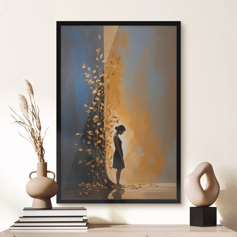 Fototapete Mädchen auf abstraktem Hintergrund f44430