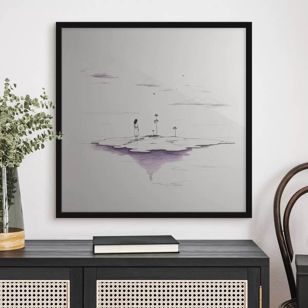 Poster Einfache Schwarz-Weiß-Malerei f44433