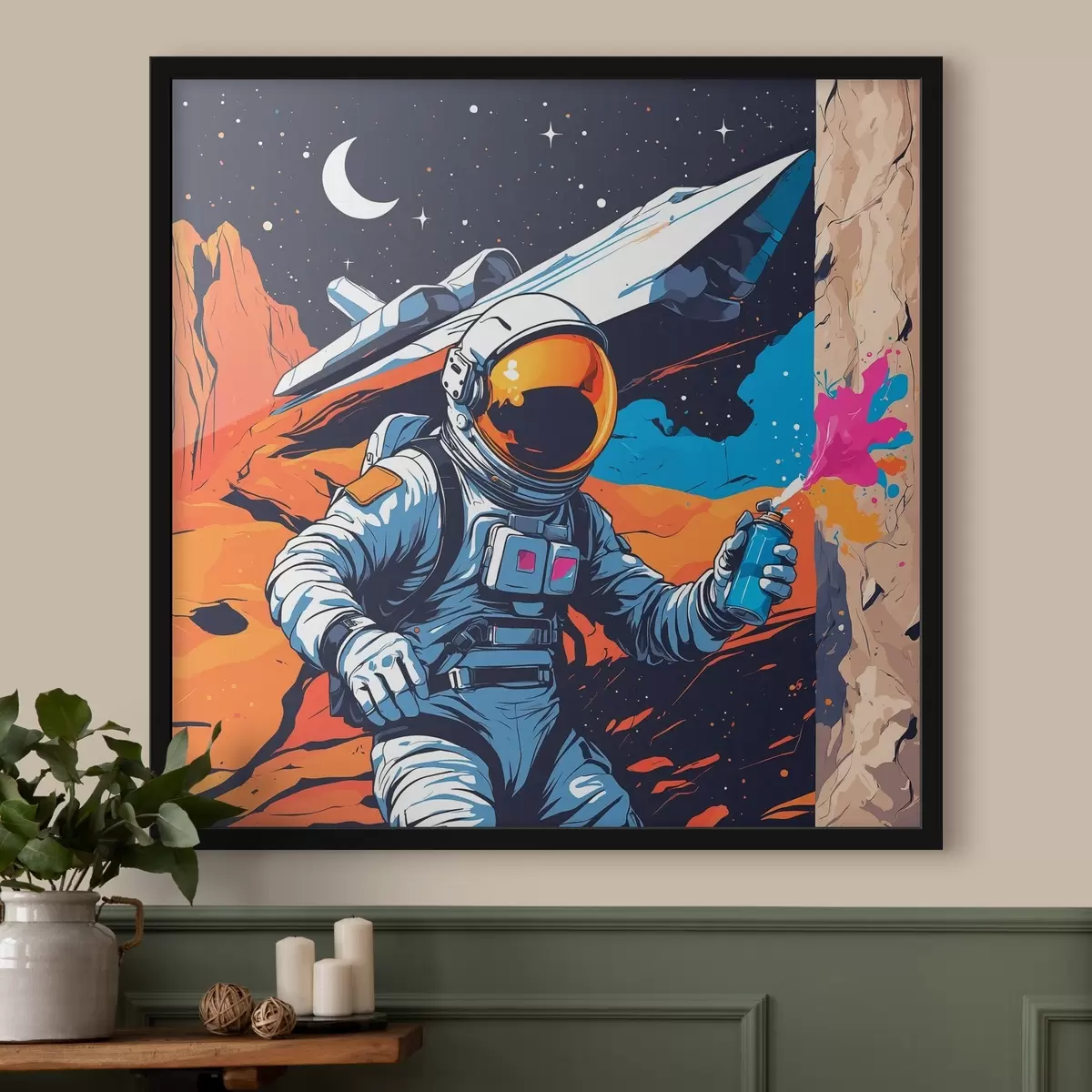 Poster Poster mit Astronaut und Schiff f44434