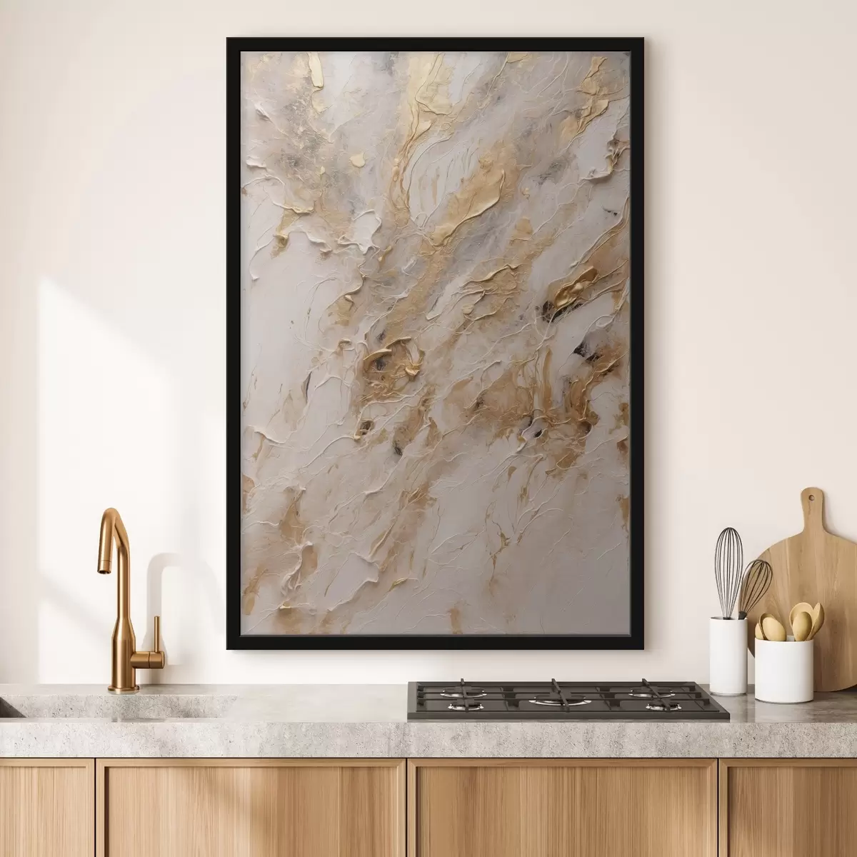 Poster Abstrakte gelbe und weiße Weg in Acrylmalerei Stil Rote Blume auf weiß-roten Hintergrund weiß Ölgemälde f44439