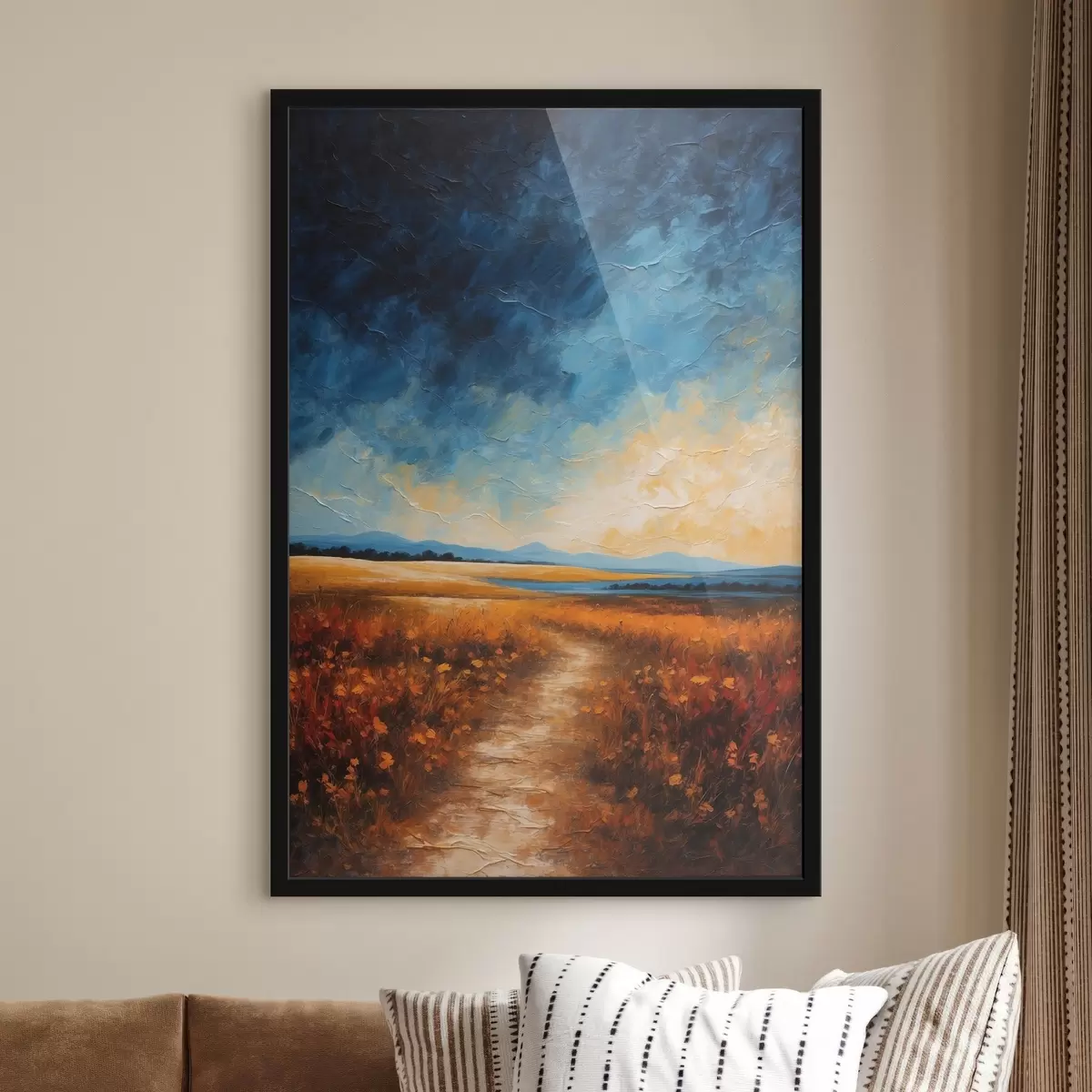 Poster Blumenfeld am Abend im Stil der Acrylmalerei f44440