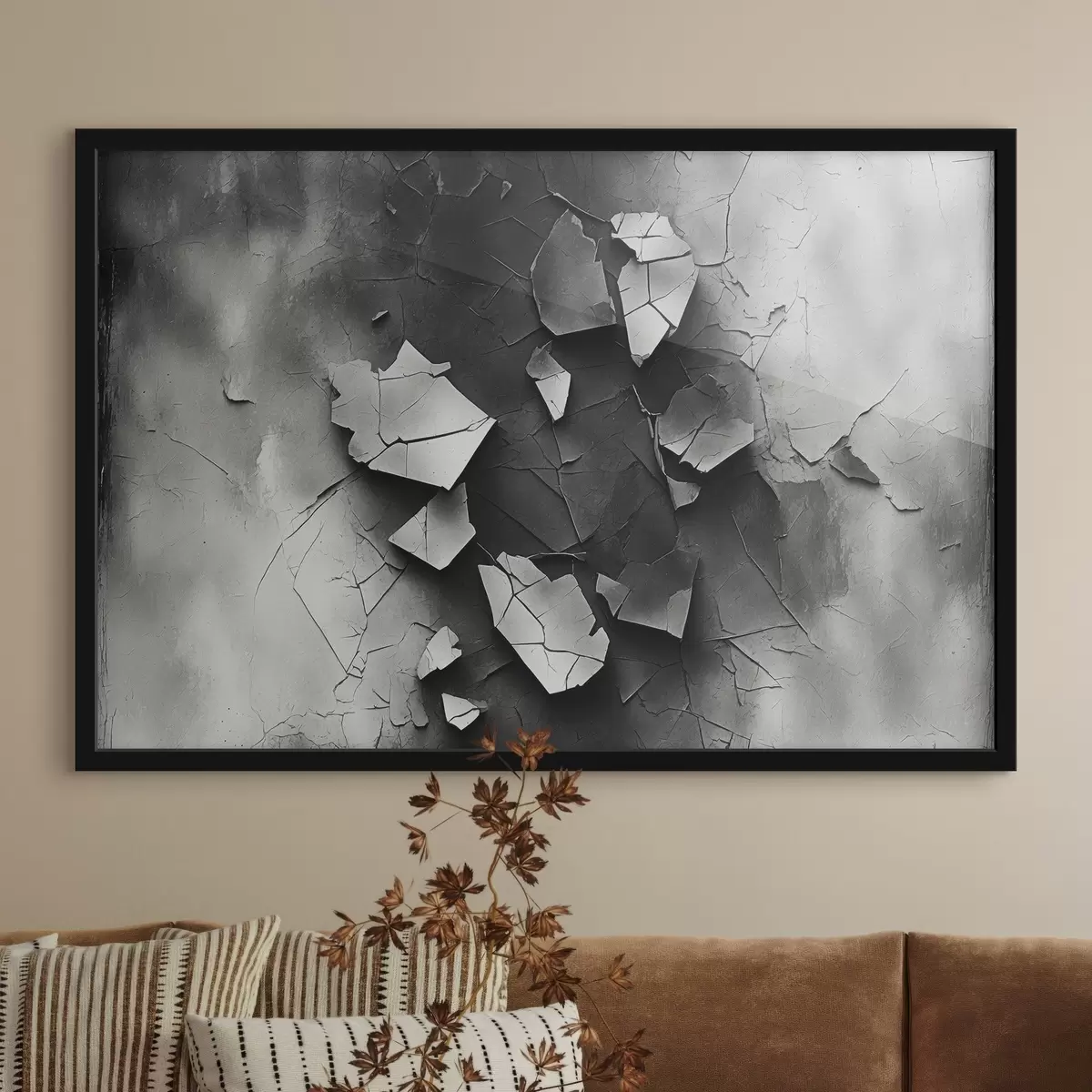 Poster Schwarze und weiße alte Mauer f44450