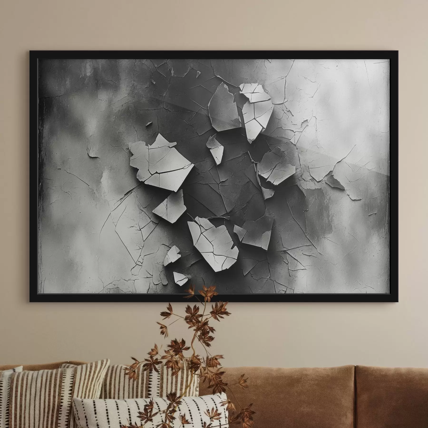 Wandbilder Schwarze und weiße alte Mauer f44450