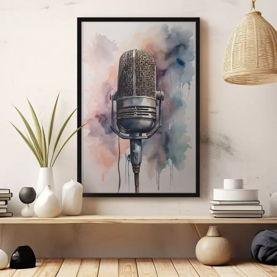 Fototapete Mikrofon auf Aquarell-Hintergrund f44463