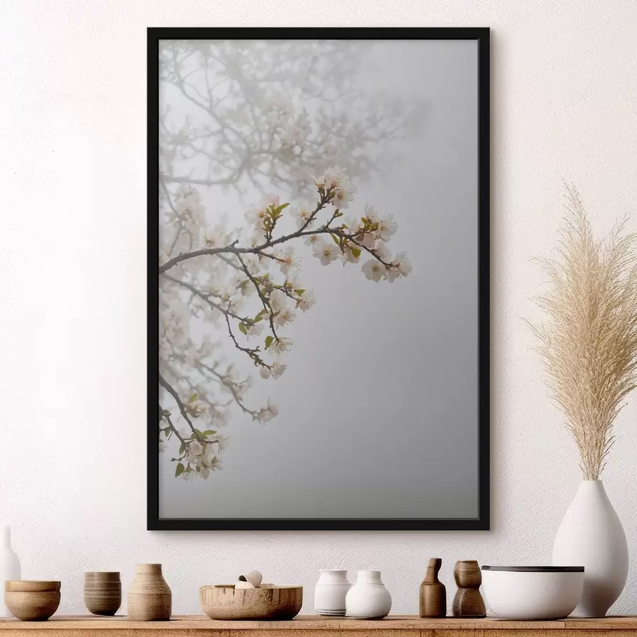 Fototapete Blühender Baum im Nebel f44473