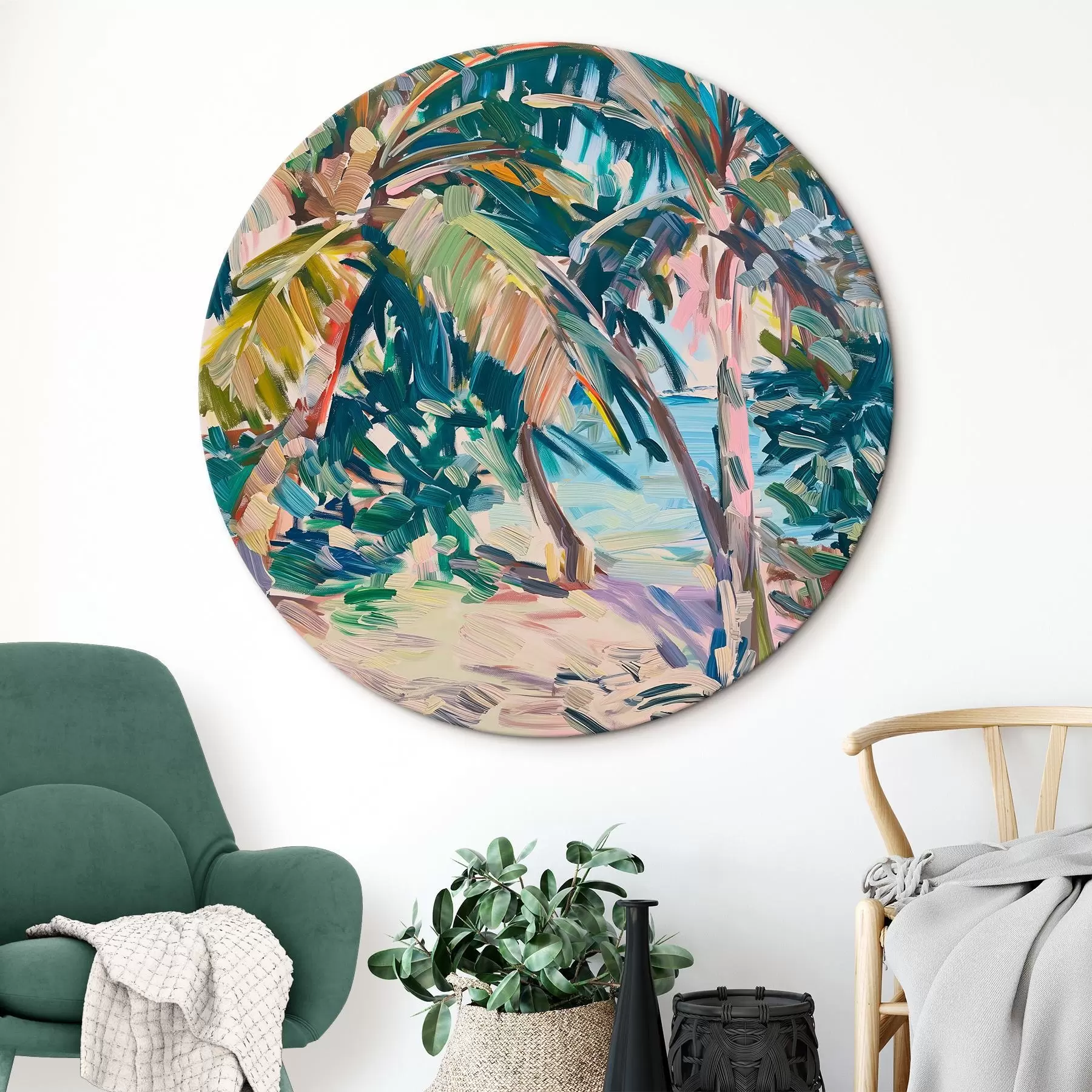 Fototapete Palmen Abstraktion, Nachahmung von Pinselstrichen r44513