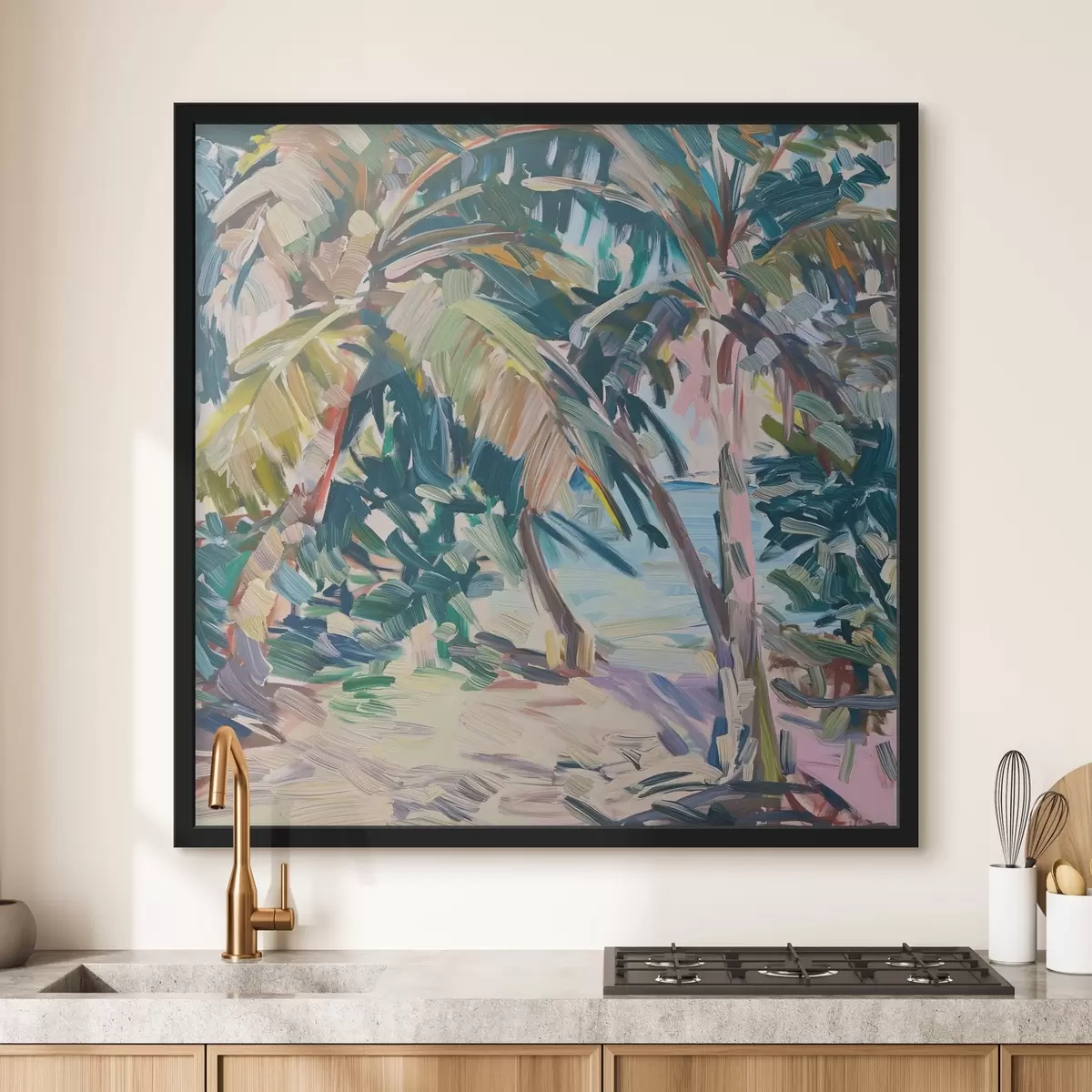 Poster Palmen Abstraktion, Nachahmung von Pinselstrichen f44513