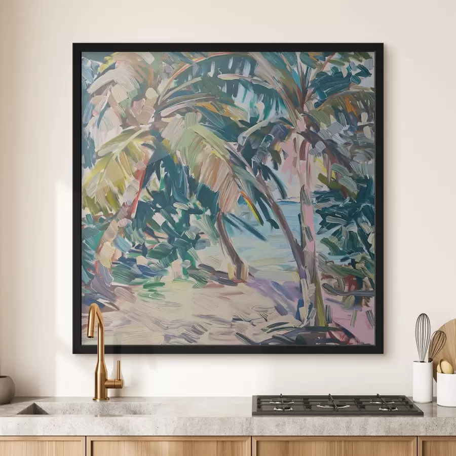 Fototapete Palmen Abstraktion, Nachahmung von Pinselstrichen f44513