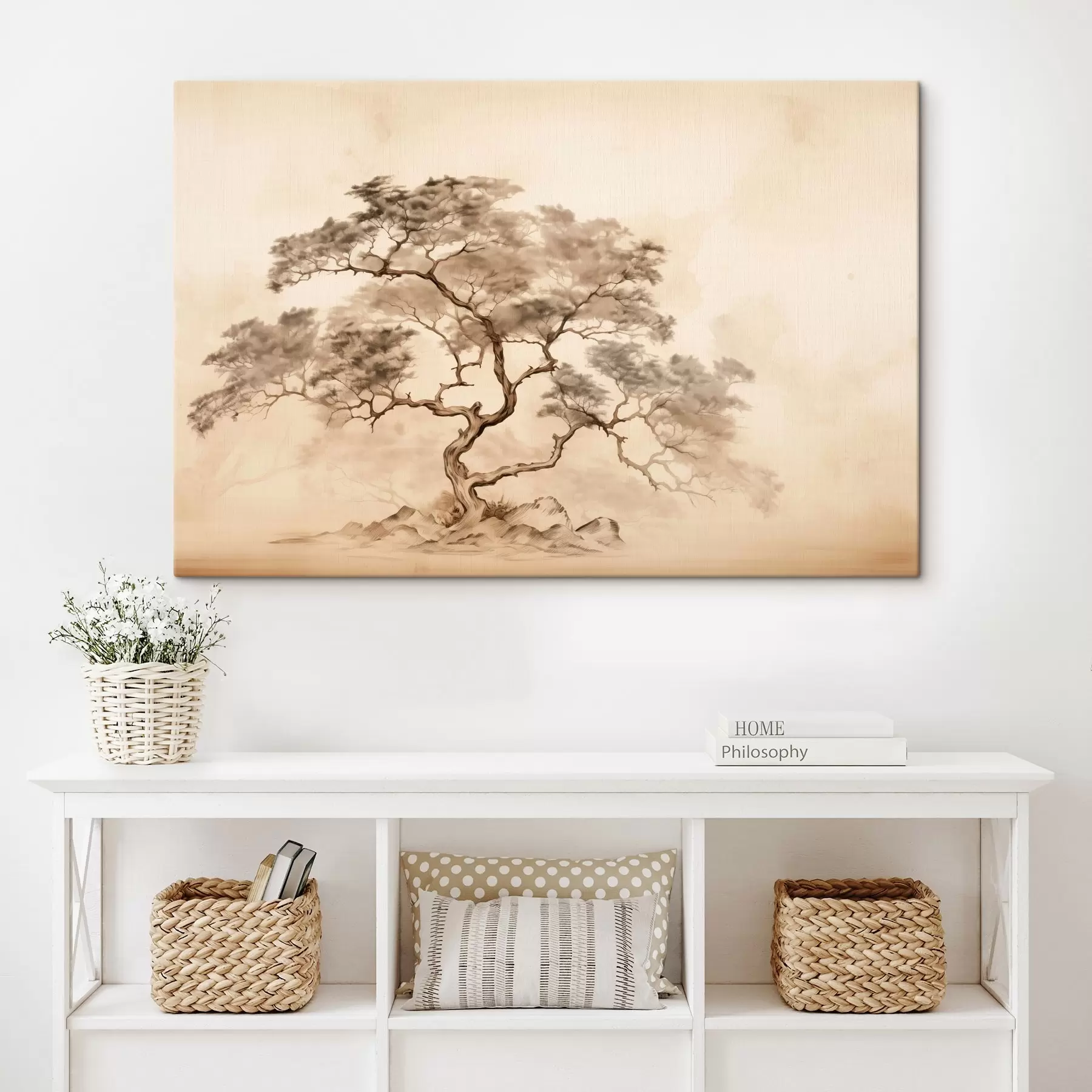 Fototapete Baum auf einem Hügel s44523