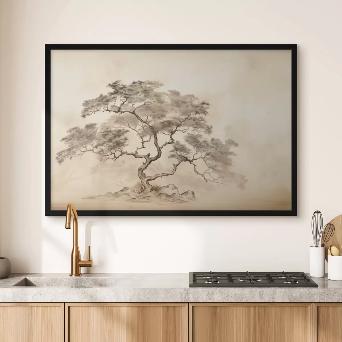 Poster Baum auf einem Hügel f44523