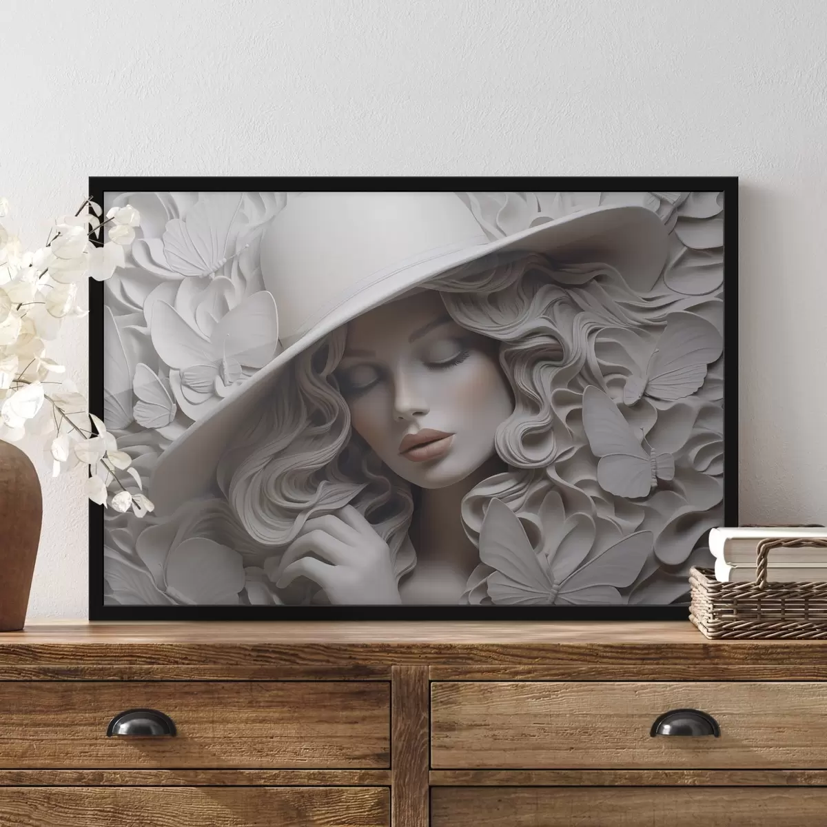 Poster Mädchen mit Hut f44524