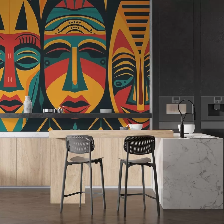 Fototapete Afrikanische Masken w04043v2