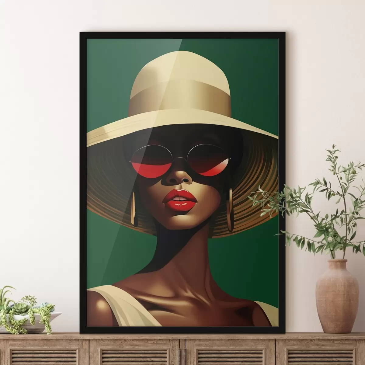 Poster Mädchen mit Hut f44559