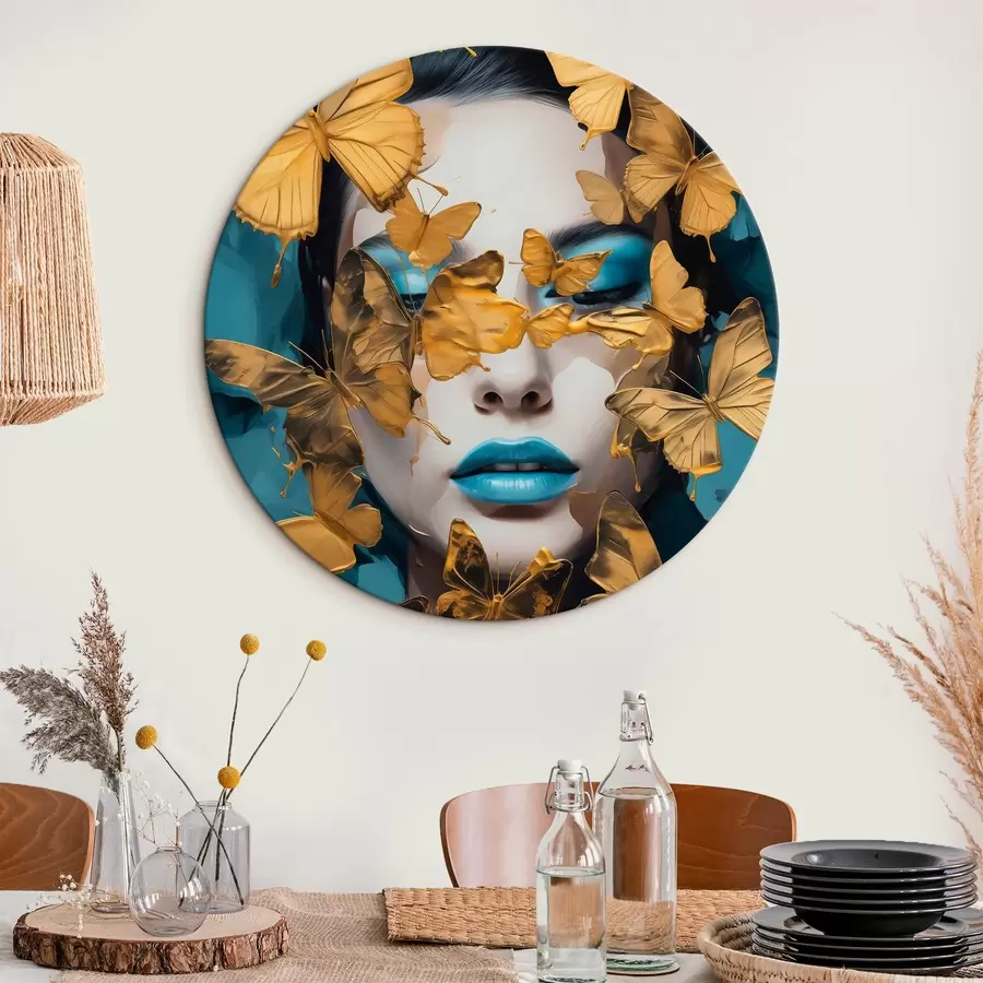 Wandbilder Porträt eines Mädchens mit Schmetterlingen r44583