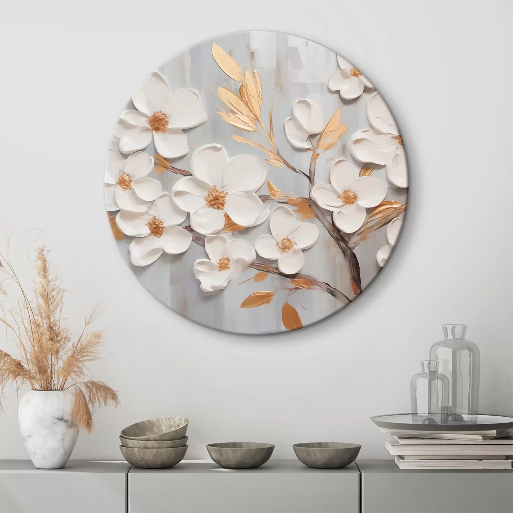 Wandbilder Weiße Blumen Nachahmung Malerei r44586