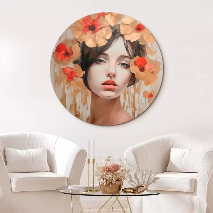 Wandbilder Porträt eines Mädchens mit Blumen r44593