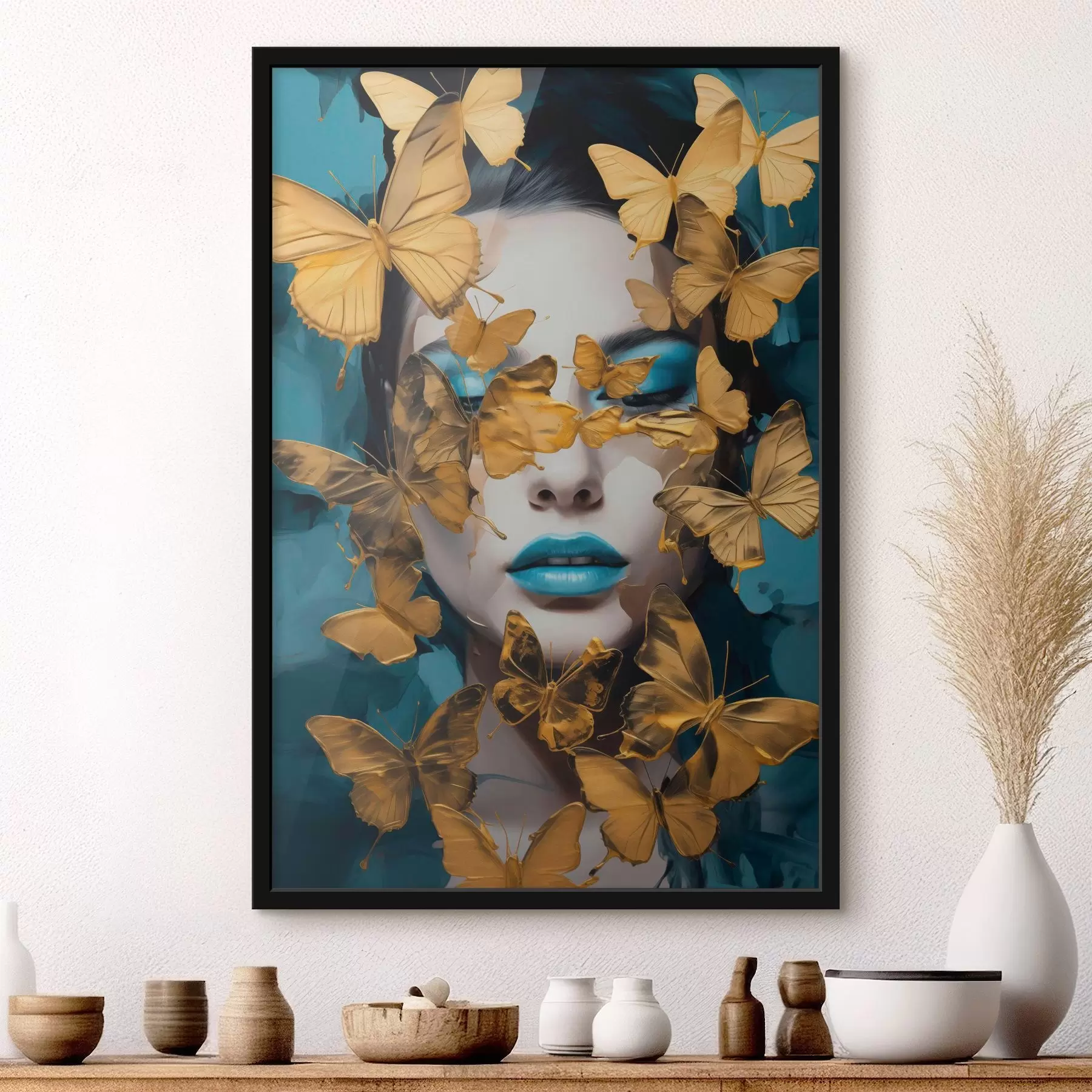 Fototapete Porträt eines Mädchens mit Schmetterlingen f44583