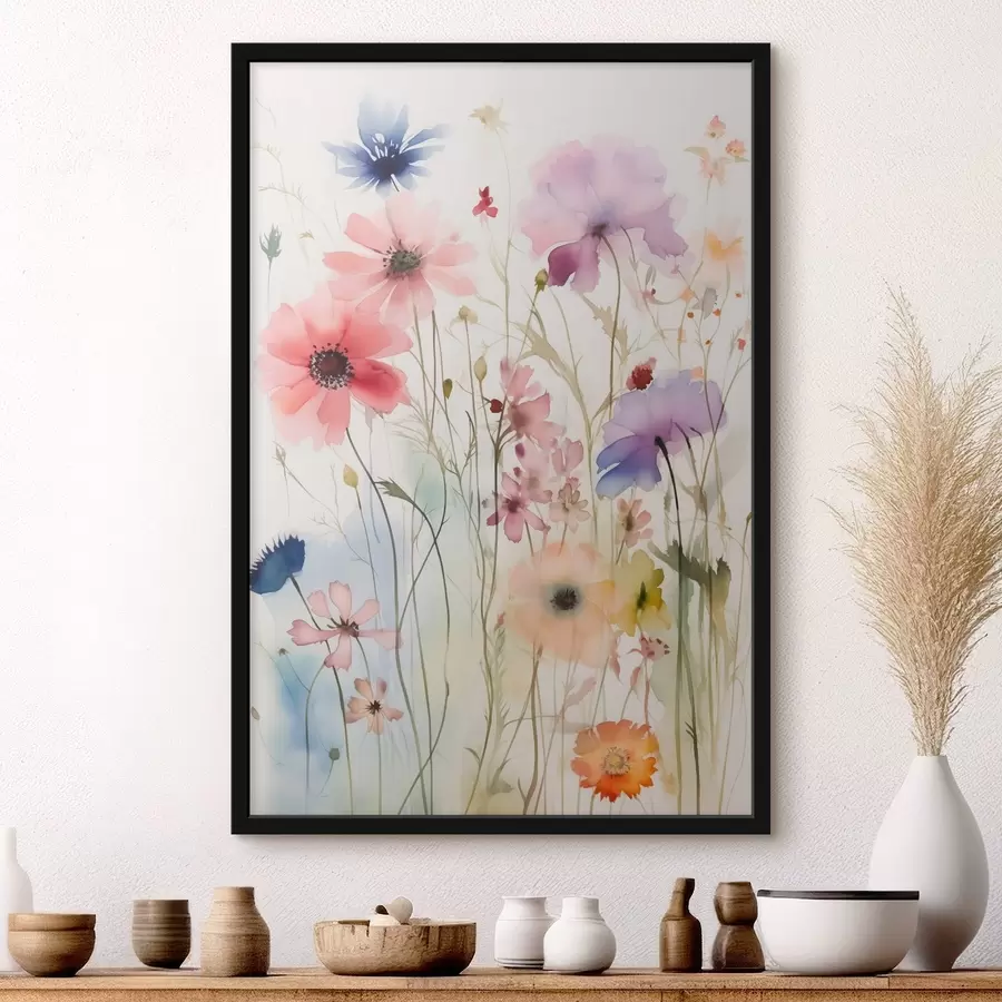Fototapete Wilde Blumen Nachahmung von Aquarell f44584