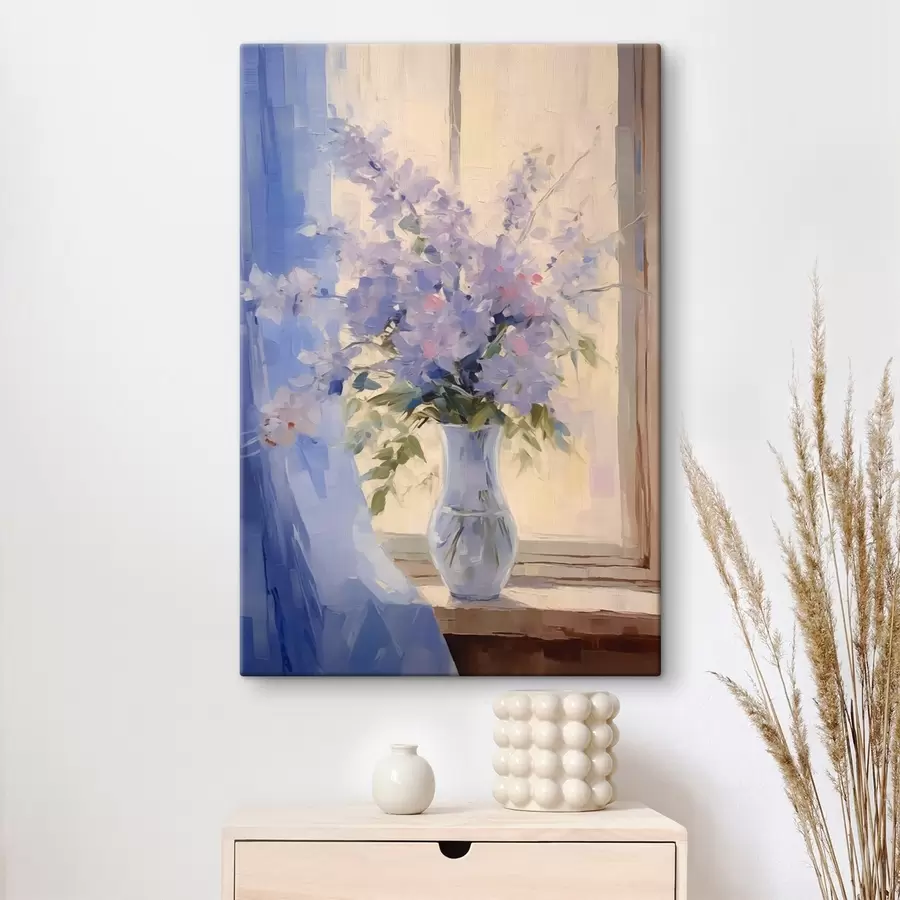 Wandbilder Zarte Blumen in einer Vase am Fenster s44653