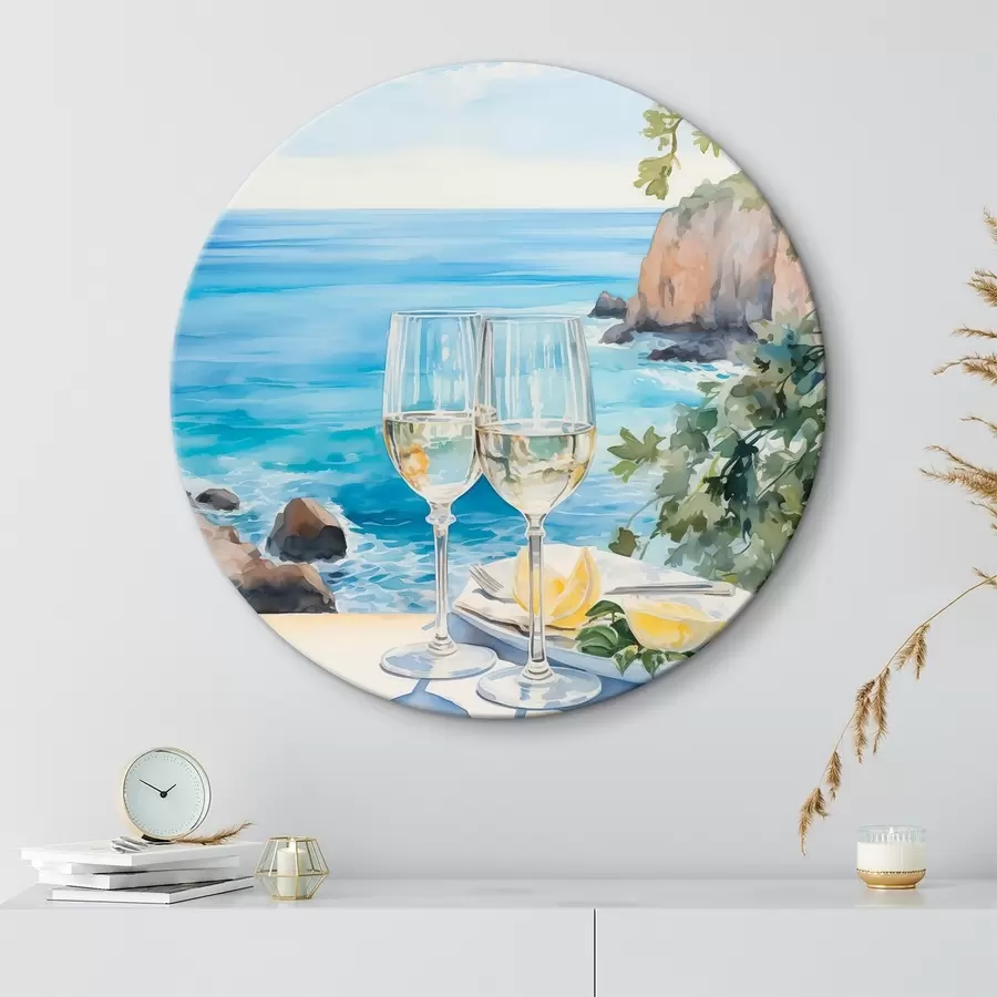 Wandbilder Gläser mit Wein am Meer r44644