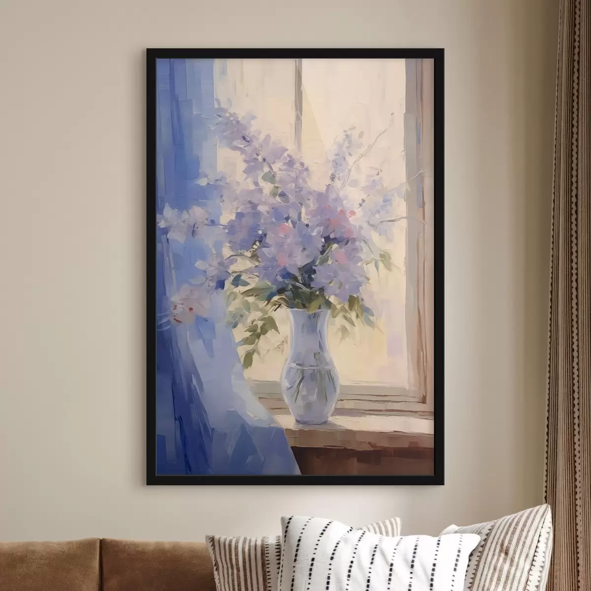 Poster Zarte Blumen in einer Vase am Fenster f44653
