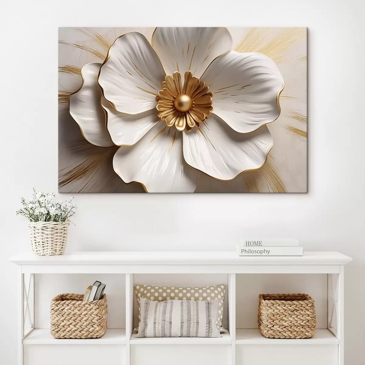 Wandbilder Blume mit volumetrischen Blütenblättern s44631