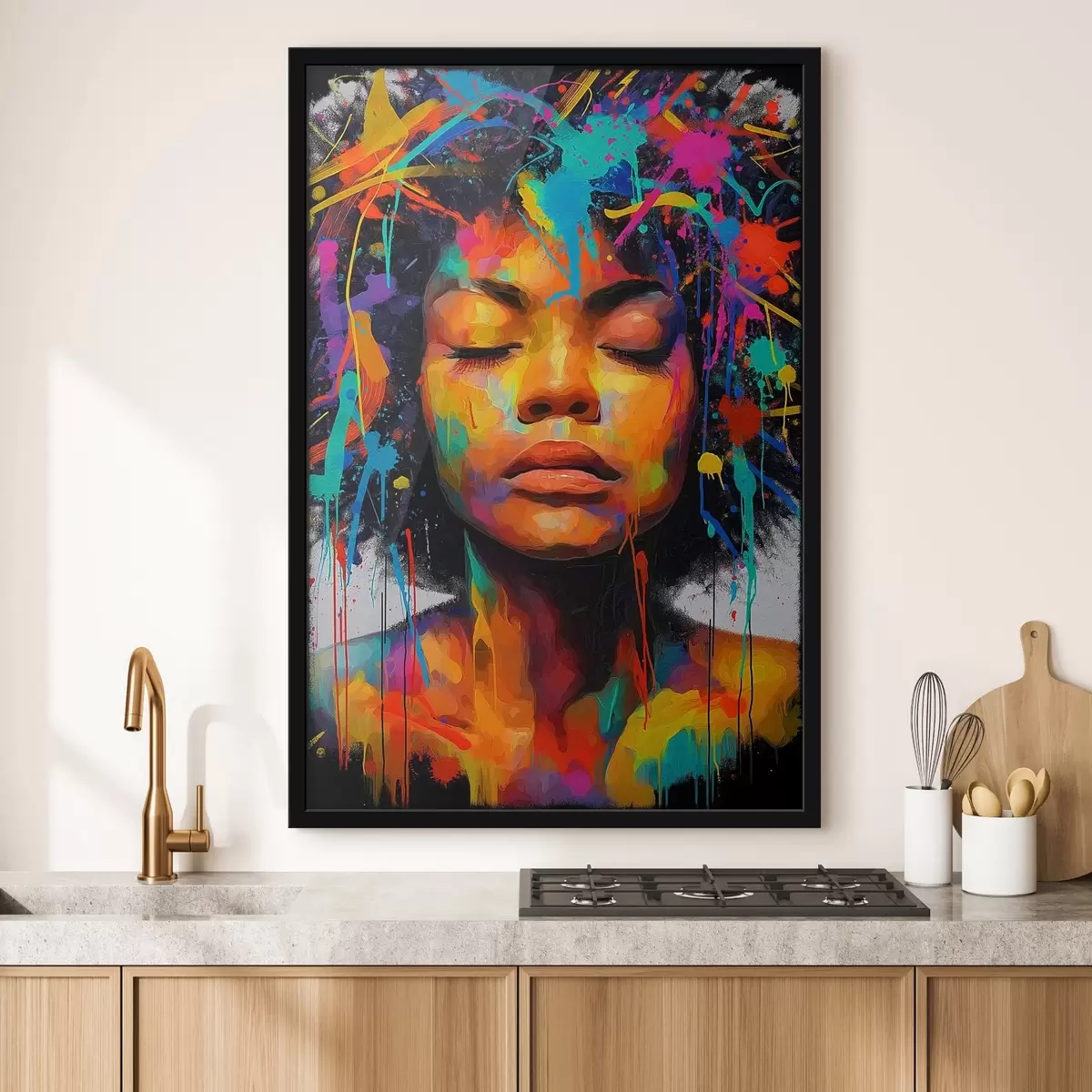 Poster Mädchen in hellen Farben, abstrakter Stil f44618