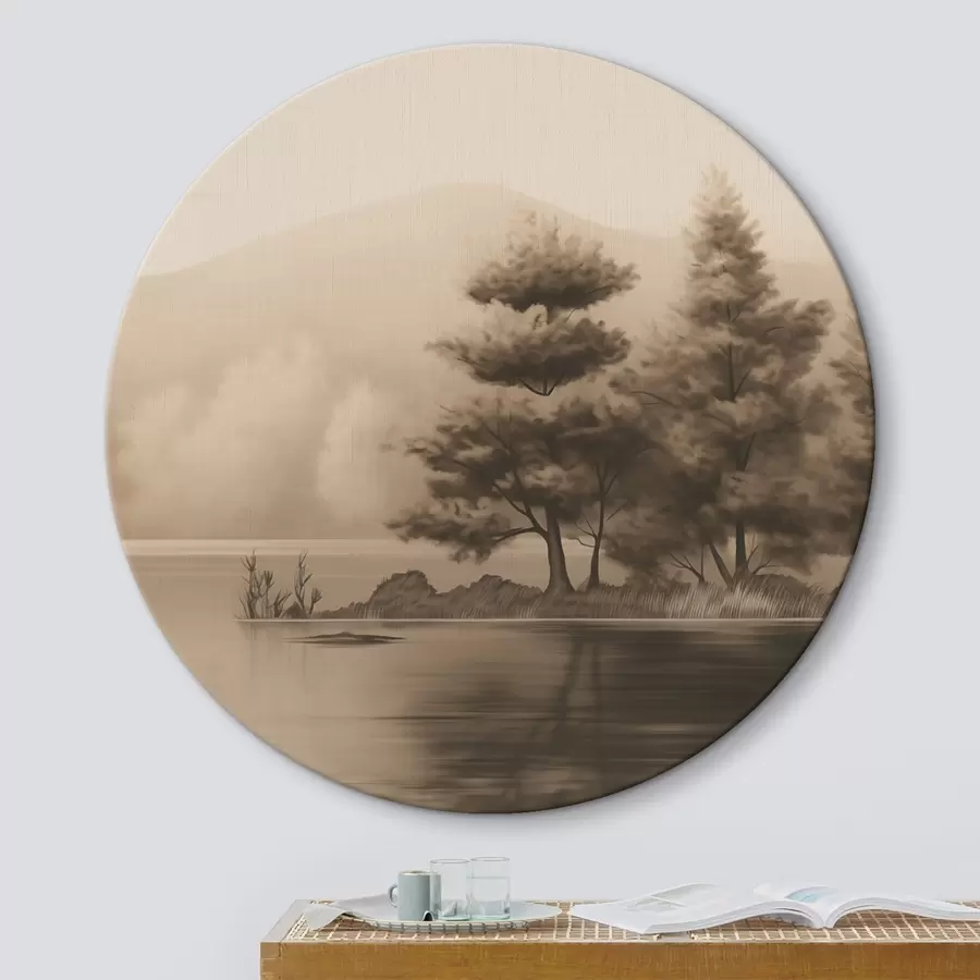 Wandbilder See und Bäume in Sepia r44633