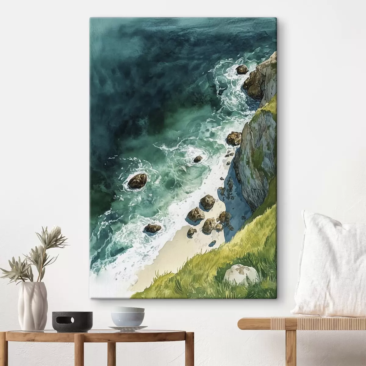 Wandbilder Aquamarinblaues Wasser, Ozean, Felsklippen, Portugal s44617