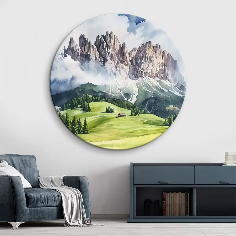 Wandbilder Dolomiten, Alpen, Italien, Landschaft, Aquarellstil r44601