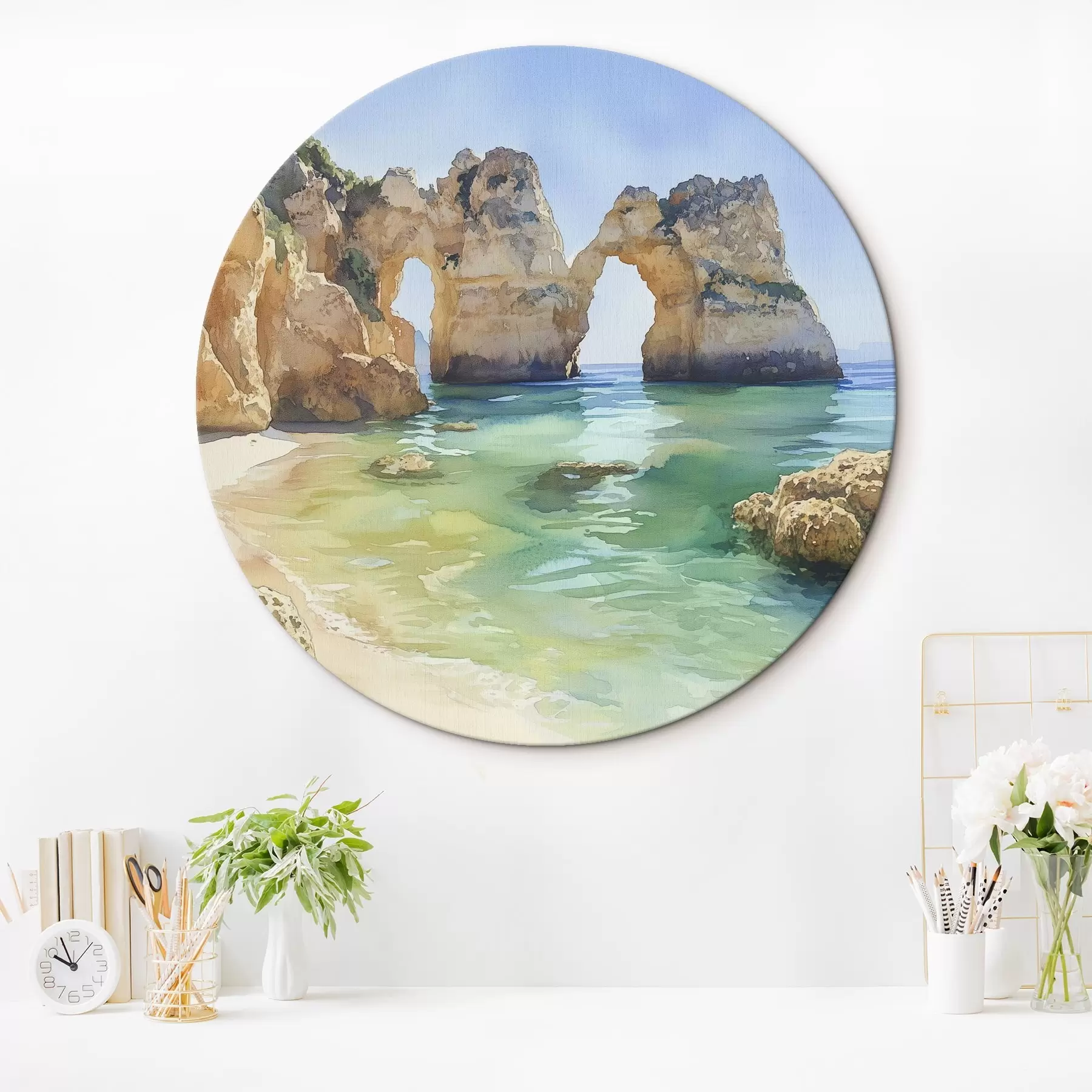 Wandbilder Meeresstrand mit Felsklippen, Portugal, Sommer, aquamarin r44608