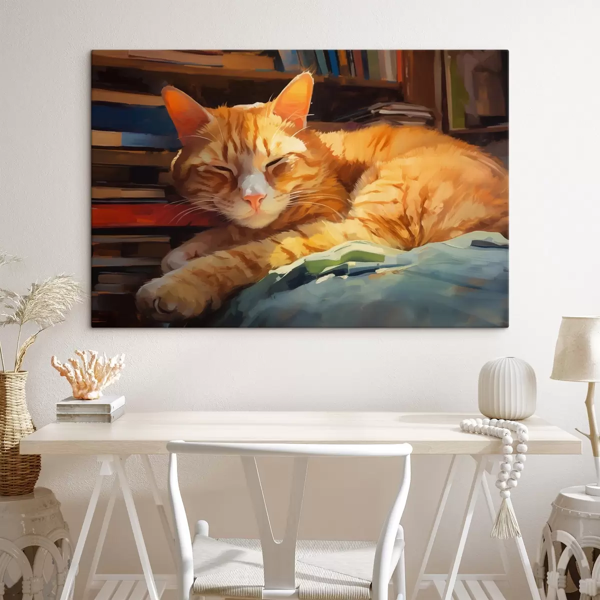 Wandbilder Katze und Bücher s44656