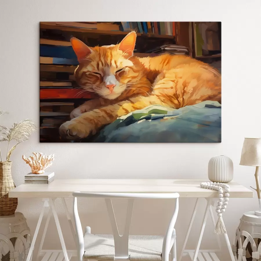 Wandbilder Katze und Bücher s44656