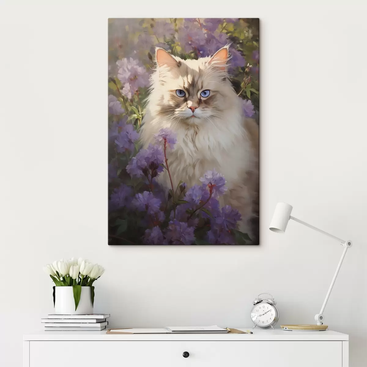 Wandbilder Katze in Blumen s44663