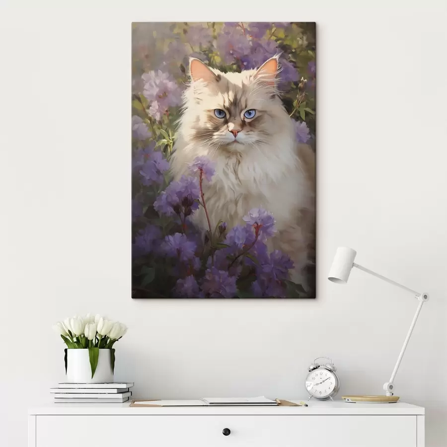 Wandbilder Katze in Blumen s44663