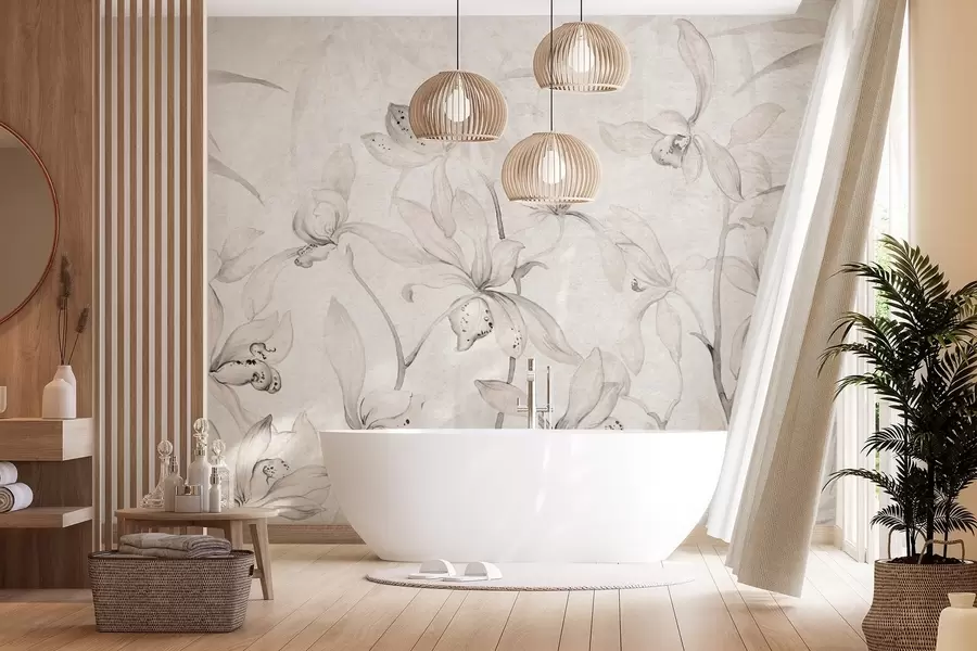 Fototapete Wilde Orchideen, Schattierungen von Beige w03933v1