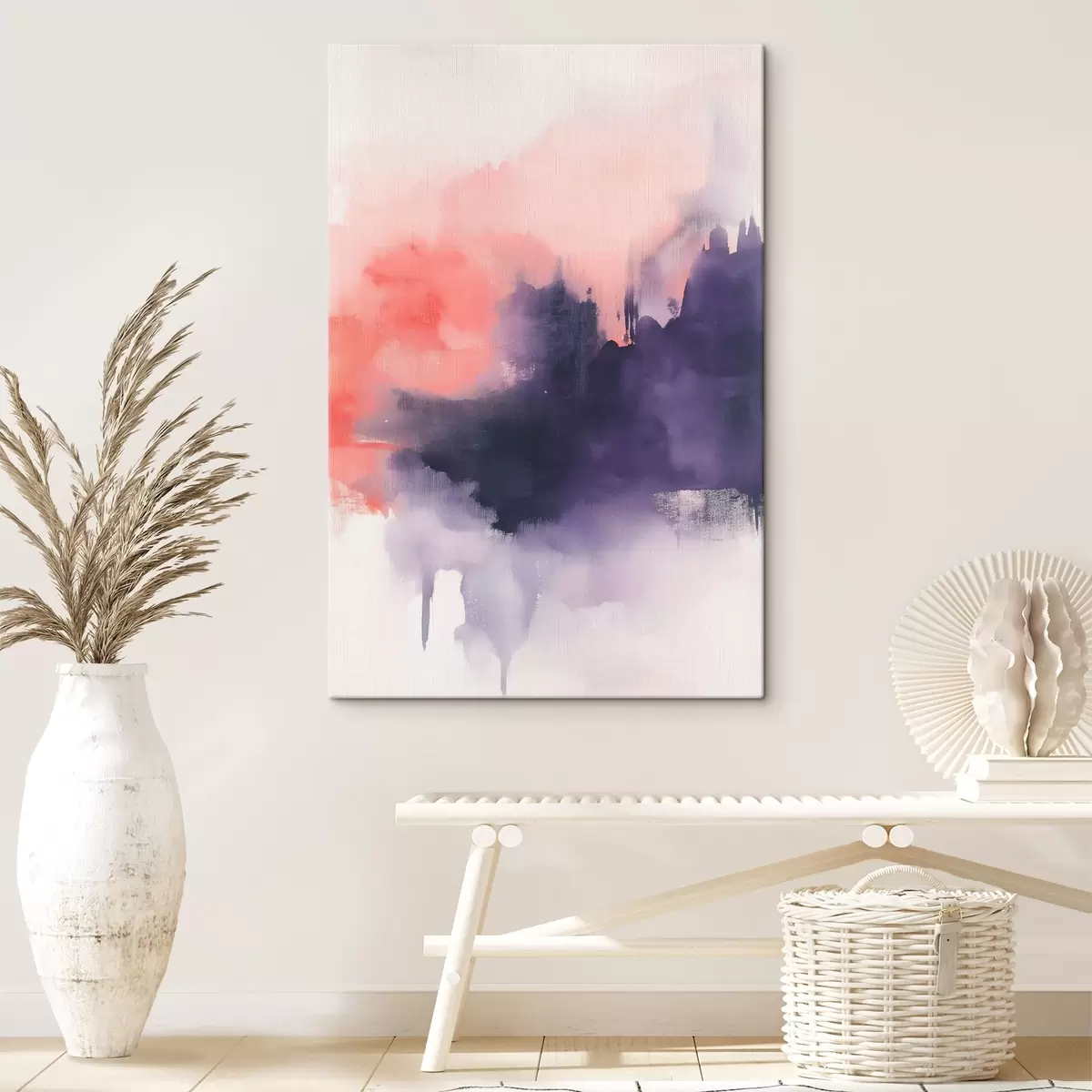 Wandbilder Abstraktion im Acrylstil, Pinselstriche, lila und rosa s44507